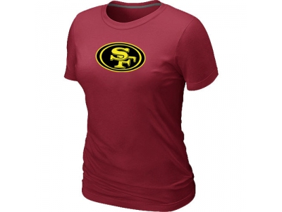 Women San Francisco 49ers Neon Logo Charcoal Red T-shirt
