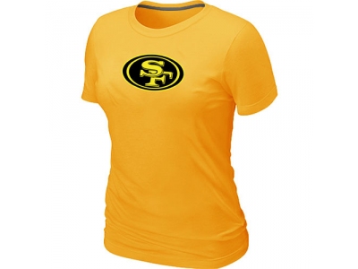 Women San Francisco 49ers Neon Logo Charcoal Yellow T-shirt