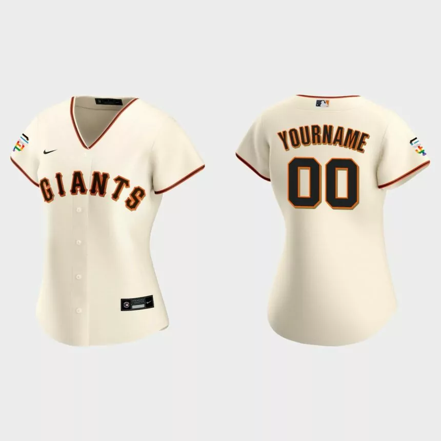 Women San Francisco Giants Custom Replica Cream 2021 Pride Month Home Jersey