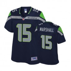 Women Seattle Seahawks #15 Brandon Marshall Navy Pro Line Player Jersey