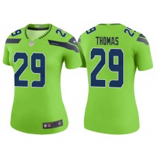 Women Seattle Seahawks #29 Earl Thomas Neon Green Color Rush Legend Jersey