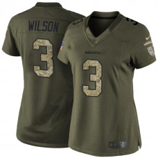 Women Seattle Seahawks #3 Russell Wilson Green Camo Salute To Service Limited Jersey