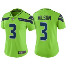 Women Seattle Seahawks #3 Russell Wilson Neon Green Vapor Untouchable Color Rush Limited Player Jersey
