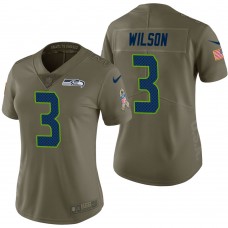 Women Seattle Seahawks #3 Russell Wilson Olive 2017 Salute to Service Limited Jersey