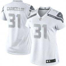 Women Seattle Seahawks #31 Kam Chancellor White Platinum Limited Jersey