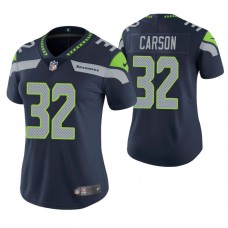 Women Seattle Seahawks #32 Chris Carson Navy Game Jersey