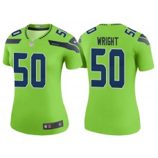 Women Seattle Seahawks #50 K.J. Wright Neon Green Color Rush Legend Jersey