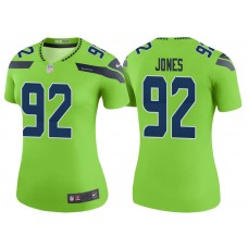 Women Seattle Seahawks #92 Nazair Jones Neon Green Color Rush Legend Jersey