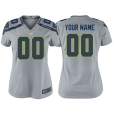 Women Seattle Seahawks Gray Game Customized Jersey