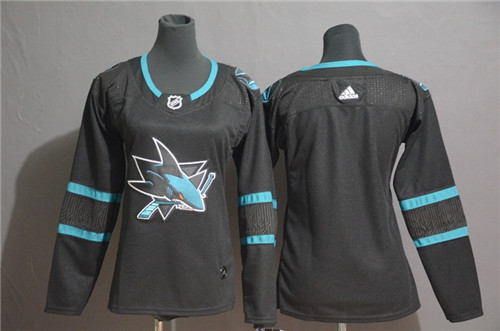 Women Sharks Blank Black Women Adidas Jersey