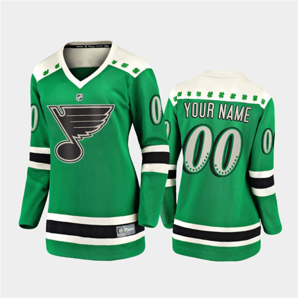 Women St. Louis Blues Custom adidas 2021 Green St. Patrick's Day Jersey Stitched