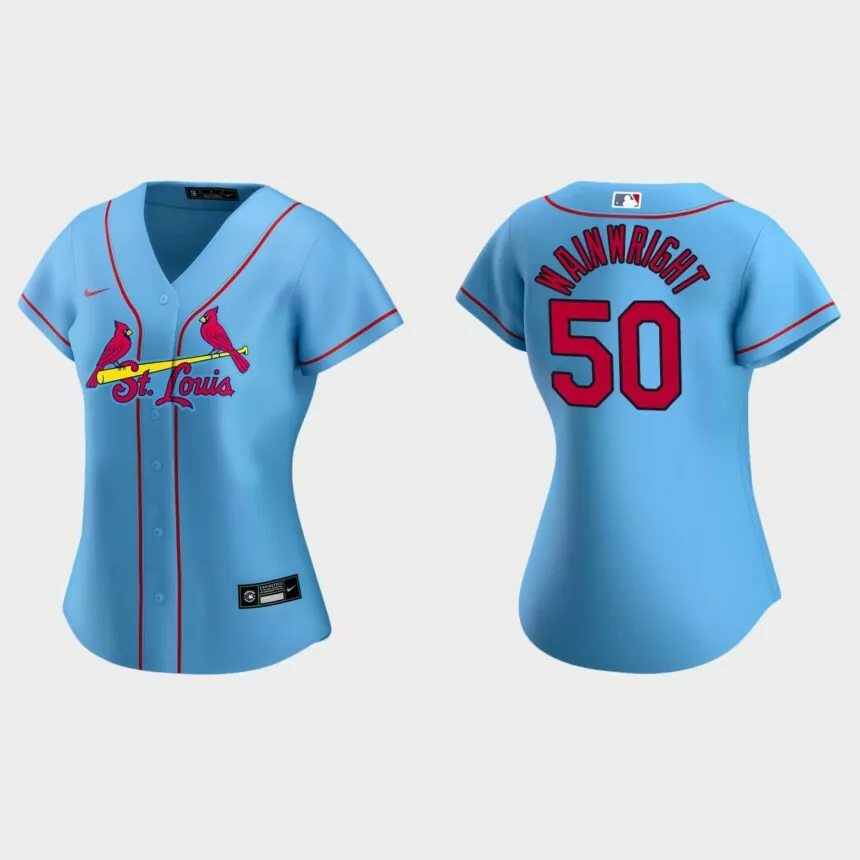 Women St. Louis Cardinals Adam Wainwright Light Blue Replica 2020 Nike Alternate Jersey