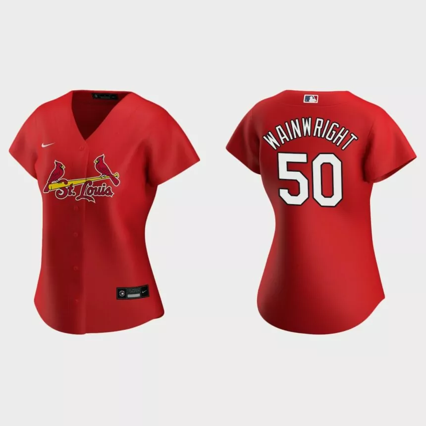 Women St. Louis Cardinals Adam Wainwright Red Replica 2020 Nike Alternate Jersey