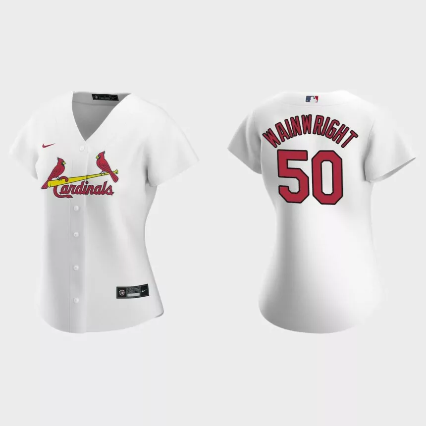 Women St. Louis Cardinals Adam Wainwright White Replica 2020 Nike Home Jersey