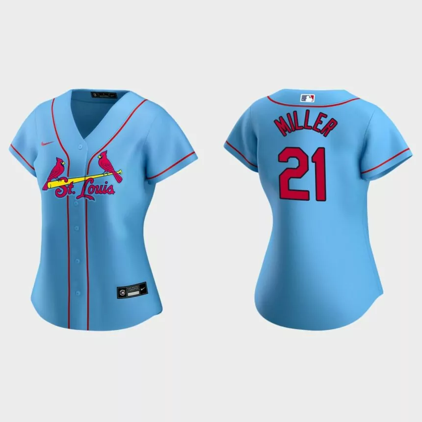 Women St. Louis Cardinals Andrew Miller Light Blue Replica 2020 Nike Alternate Jersey