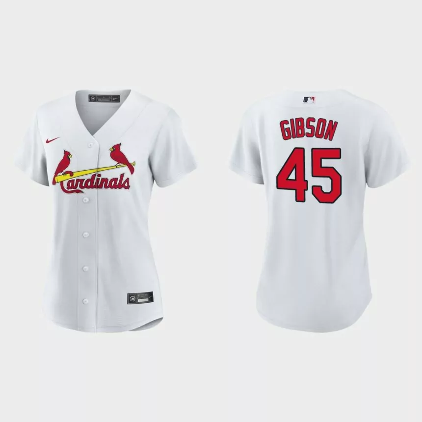 Women St. Louis Cardinals Bob Gibson White Replica Jersey