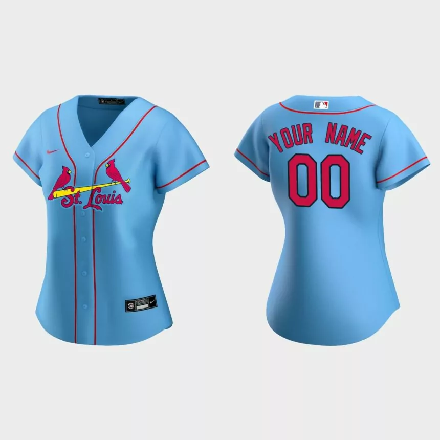 Women St. Louis Cardinals Custom Blue Replica Jersey