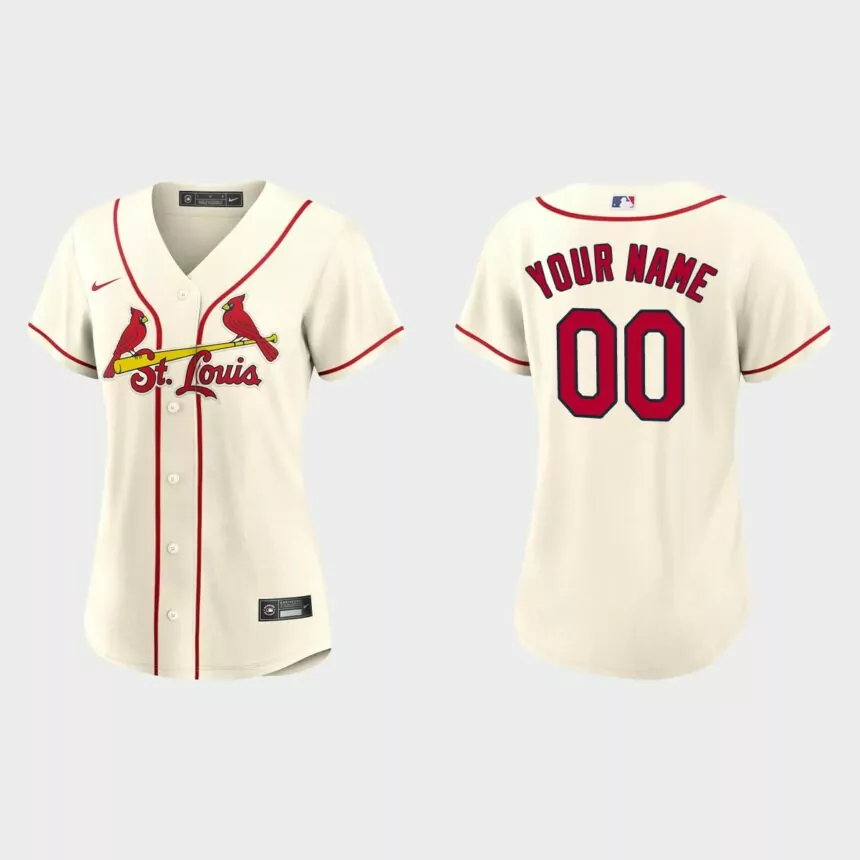 Women St. Louis Cardinals Custom Cream Replica Jersey