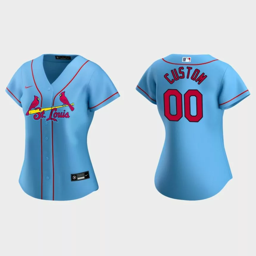 Women St. Louis Cardinals Custom Light Blue Replica 2020 Nike Alternate Jersey