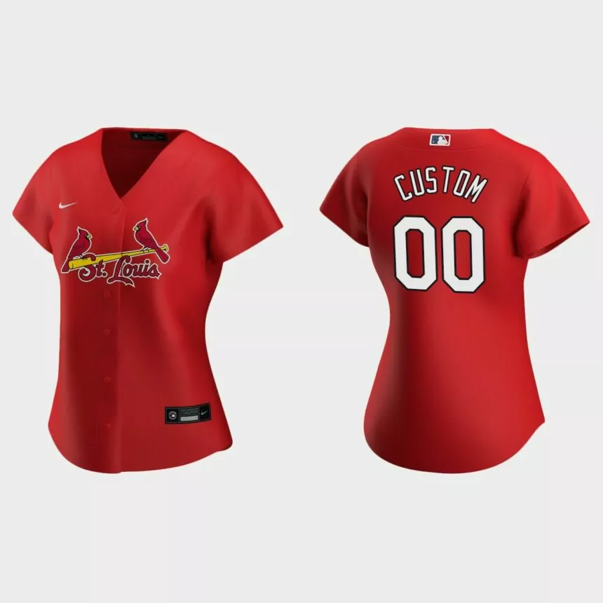 Women St. Louis Cardinals Custom Red Replica 2020 Nike Alternate Jersey