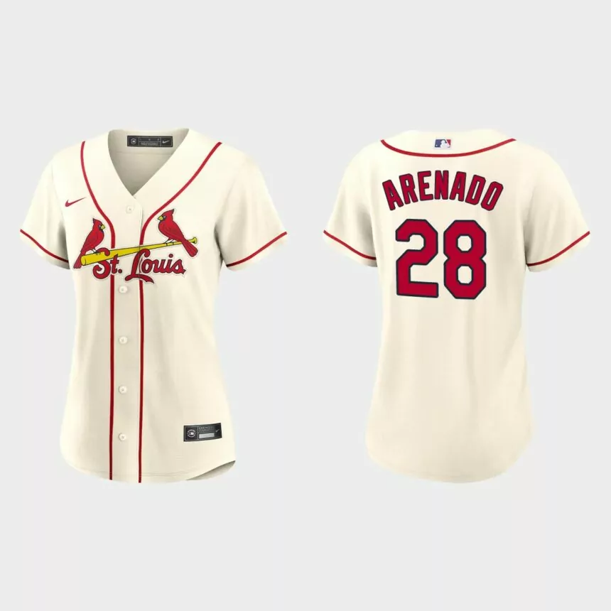 Women St. Louis Cardinals Nolan Arenado Cream Replica Jersey