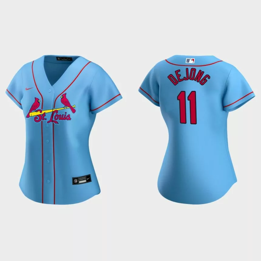Women St. Louis Cardinals Paul DeJong Light Blue Replica 2020 Nike Alternate Jersey
