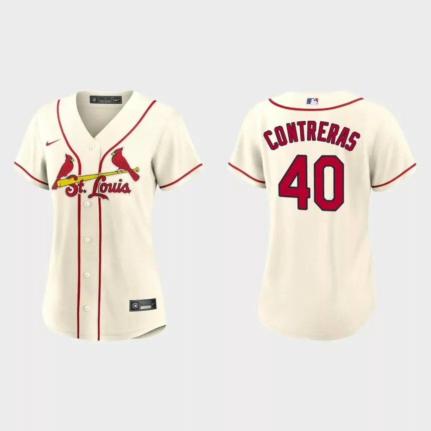 Women St. Louis Cardinals Willson Contreras Cream Replica Jersey