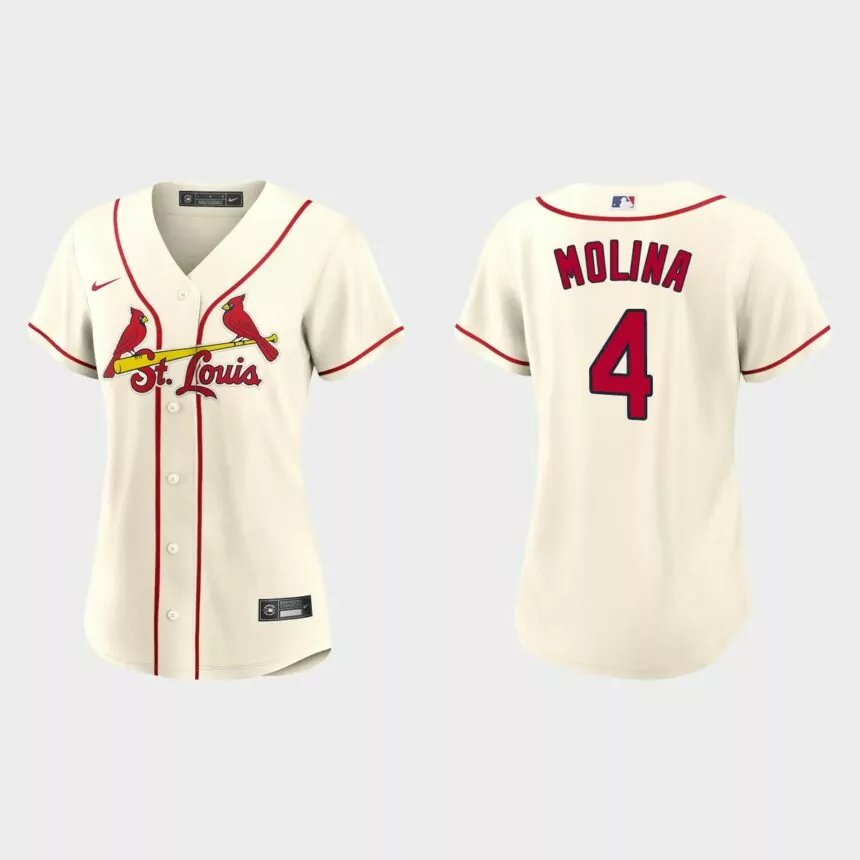 Women St. Louis Cardinals Yadier Molina Cream Replica Jersey
