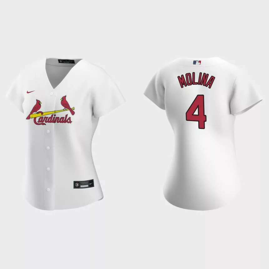 Women St. Louis Cardinals Yadier Molina White Replica 2020 Nike Home Jersey