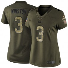 Women Tampa Bay Buccaneers #3 Jameis Winston Green Salute To Service Jersey