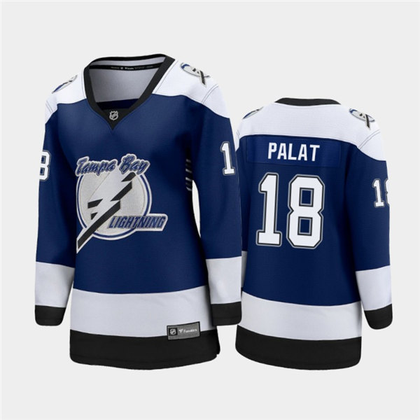 Women Tampa Bay Lightning #18 Ondrej Palat Adidas 2021 Blue NHL Reverse Retro Jersey Stitched