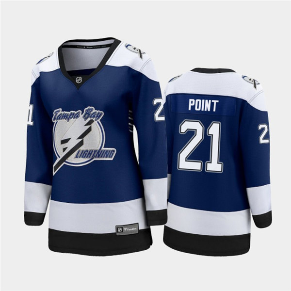 Women Tampa Bay Lightning #21 Brayden Point Adidas 2021 Blue NHL Reverse Retro Jersey Stitched