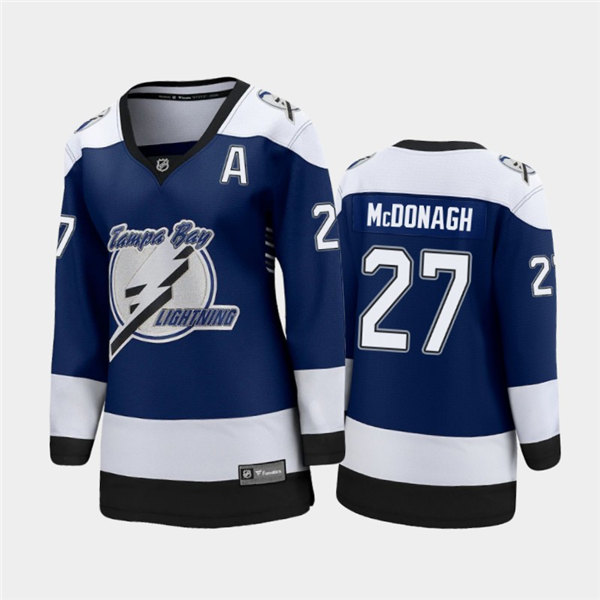 Women Tampa Bay Lightning #27 Ryan McDonagh Adidas 2021 Blue NHL Reverse Retro Jersey Stitched