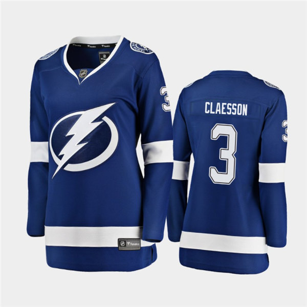 Women Tampa Bay Lightning #3 Fredrik Claesson Adidas Home Blue Stitched Player Jersey Stitched