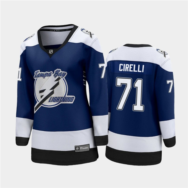 Women Tampa Bay Lightning #71 Anthony Cirelli Adidas 2021 Blue NHL Reverse Retro Jersey Stitched