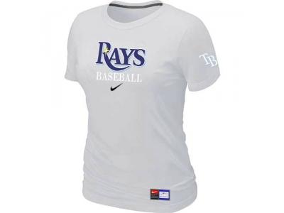 Women Tampa Bay Rays NEW White Short Sleeve Practice T-Shirt