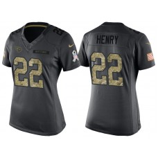 Women Tennessee Titans #22 Derrick Henry Anthracite 2016 Salute to Service Limited Jersey