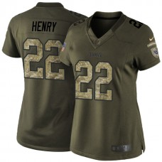 Women Tennessee Titans #22 Derrick Henry Green Salute To Service Jersey