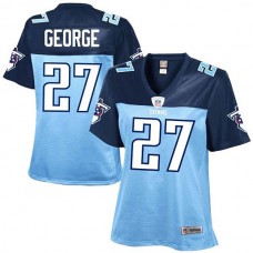 Women Tennessee Titans #27 Eddie George Light Blue Retired Player Jersey
