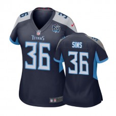 Women Tennessee Titans #36 LeShaun Sims 20th Anniversary Game Navy Jersey
