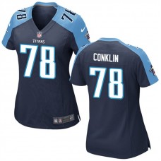 Women Tennessee Titans #78 Jack Conklin Navy Game Jersey