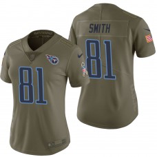 Women Tennessee Titans #81 Jonnu Smith Olive 2017 Salute to Service Limited Jersey