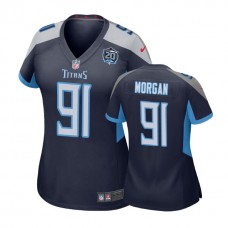 Women Tennessee Titans #91 Derrick Morgan 20th Anniversary Game Navy Jersey