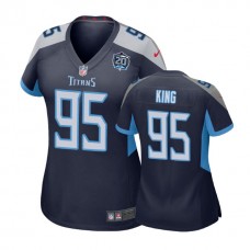 Women Tennessee Titans #95 David King 20th Anniversary Game Navy Jersey