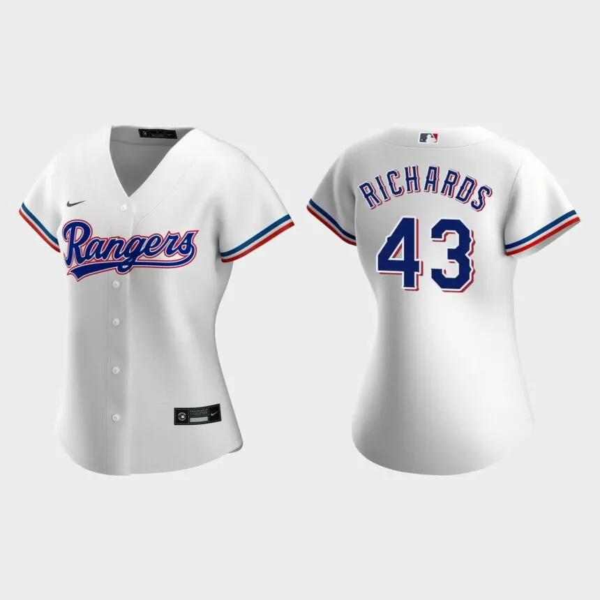 Women Texas Rangers Garrett Richards White Replica Jersey