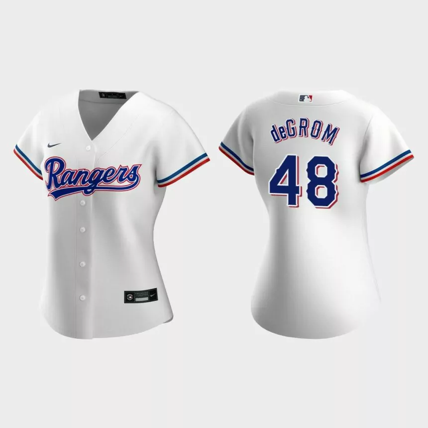 Women Texas Rangers Jacob deGrom White Replica Jersey