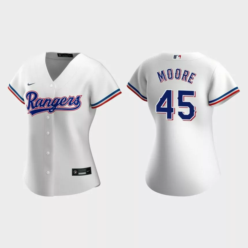 Women Texas Rangers Matt Moore White Replica Jersey