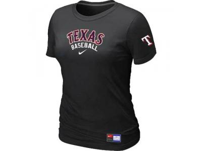 Women Texas Rangers NEW Black Short Sleeve Practice T-Shirt