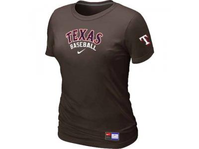 Women Texas Rangers NEW Brown Short Sleeve Practice T-Shirt