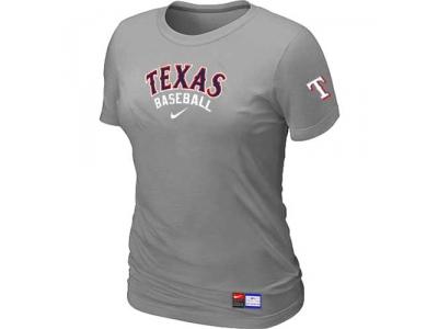 Women Texas Rangers NEW L.Grey Short Sleeve Practice T-Shirt